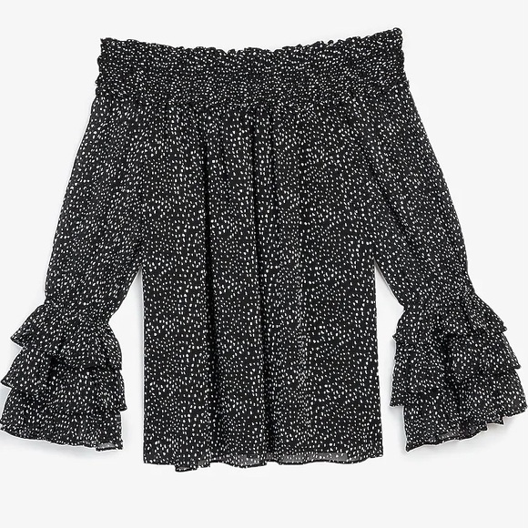 Express Off Shoulder Ruffle Sleeve Top - Picture 5 of 6